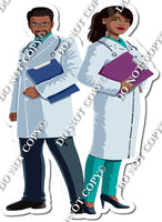 Dark Skin Tone Man & Woman Doctors w/ Variants