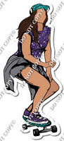 Light Skin Tone Skater Girl Wearing Purple Sparkle Shirt w/ Variants