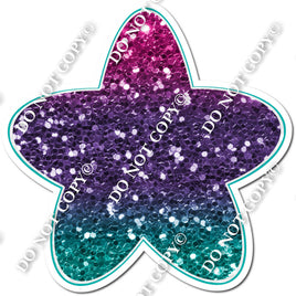 Rounded Hot Pink Purple Teal Ombre Star