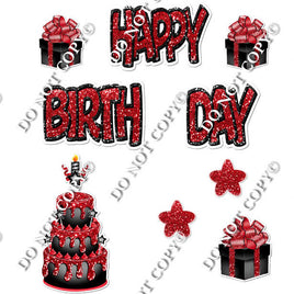 10 pc Happy Birthday - Swift - Red & Black Flair-hbd0313