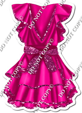 Hot Pink Dress with Hot Pink Bow w/ Variant