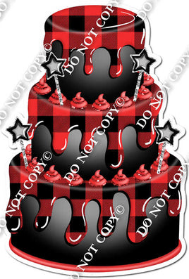 Black Cake, & Red Plaid Drip