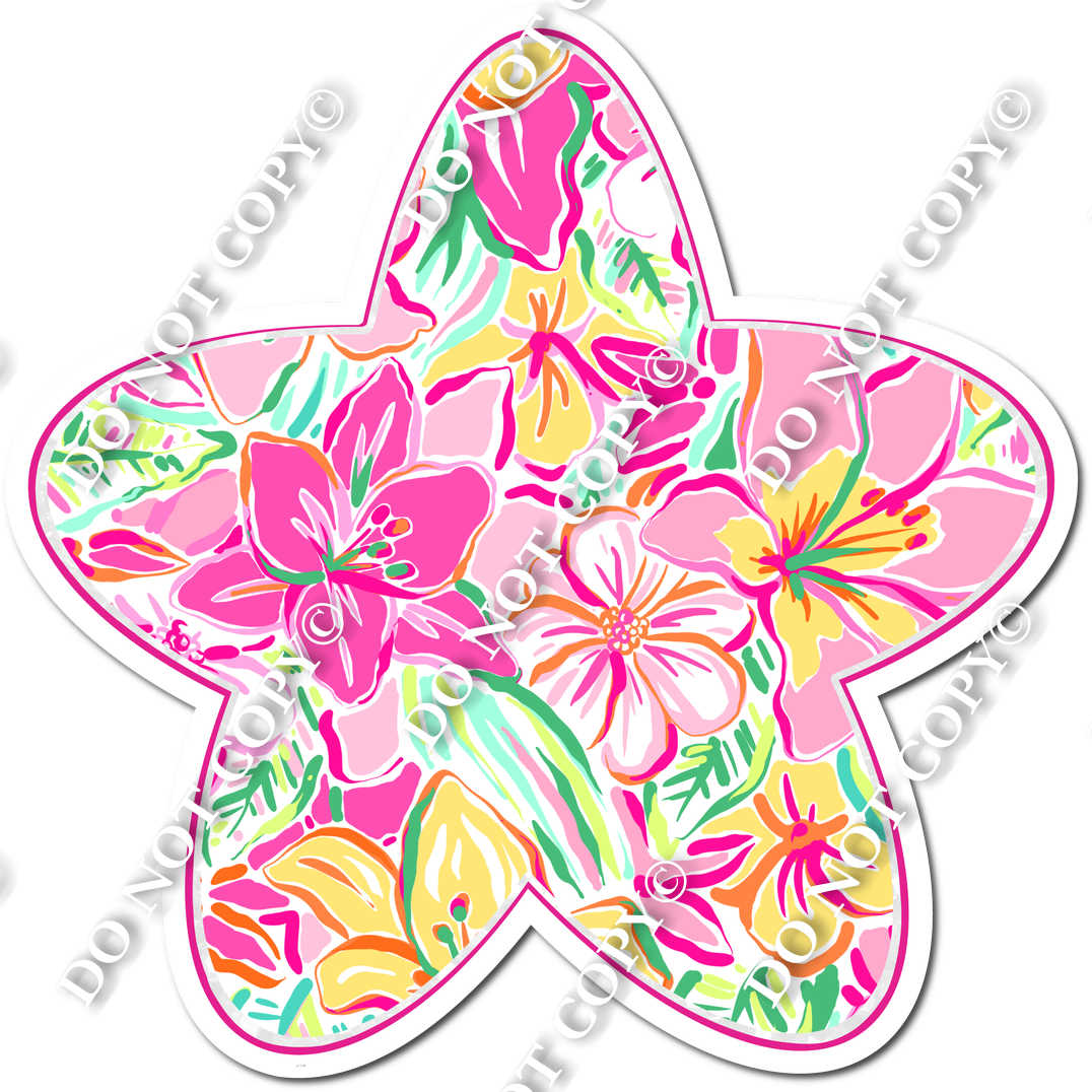 Rounded Pink Floral Star| Sign Swag USA
