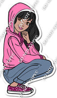 Dark Skin Tone Girl Wearing Pink Jacket w/ Variants