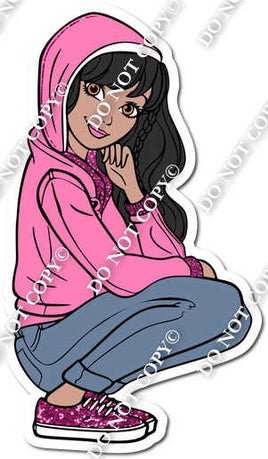 Dark Skin Tone Girl Wearing Pink Jacket w/ Variants