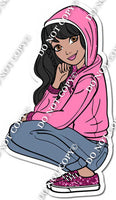 Dark Skin Tone Girl Wearing Pink Jacket w/ Variants