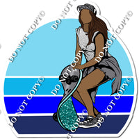 Dark Skin Tone Skater Girl Holding Teal Sparkle Skateboard w/ Variant