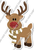 Standing Reindeer with Red Nose & Gold Scarf w/ Variants