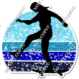 Skater Silhouette with Sparkle Blue Background w/ Variant