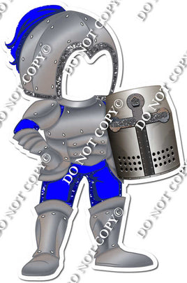 Blue Armor Suit Holding Shield Cut Out w/ Variant