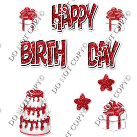 10 pc Happy Birthday - Swift - White & Red Flair-hbd0314