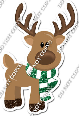 Standing Reindeer with Sparkle Green Scarf w/ Variants