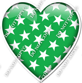 Flat Green with Star Pattern Heart