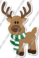 Standing Reindeer with Sparkle Green Scarf w/ Variants