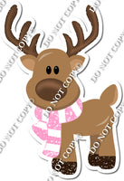Standing Reindeer with Sparkle Baby Pink Scarf w/ Variants