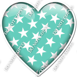 Flat Mint with Star Pattern Heart