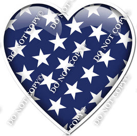 Flat Navy Blue with Star Pattern Heart