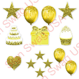 14 pc - Flair Set - Yellow Sparkle