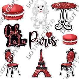 9 pc Red Paris Theme0377