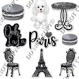9 pc Silver Paris Theme0376